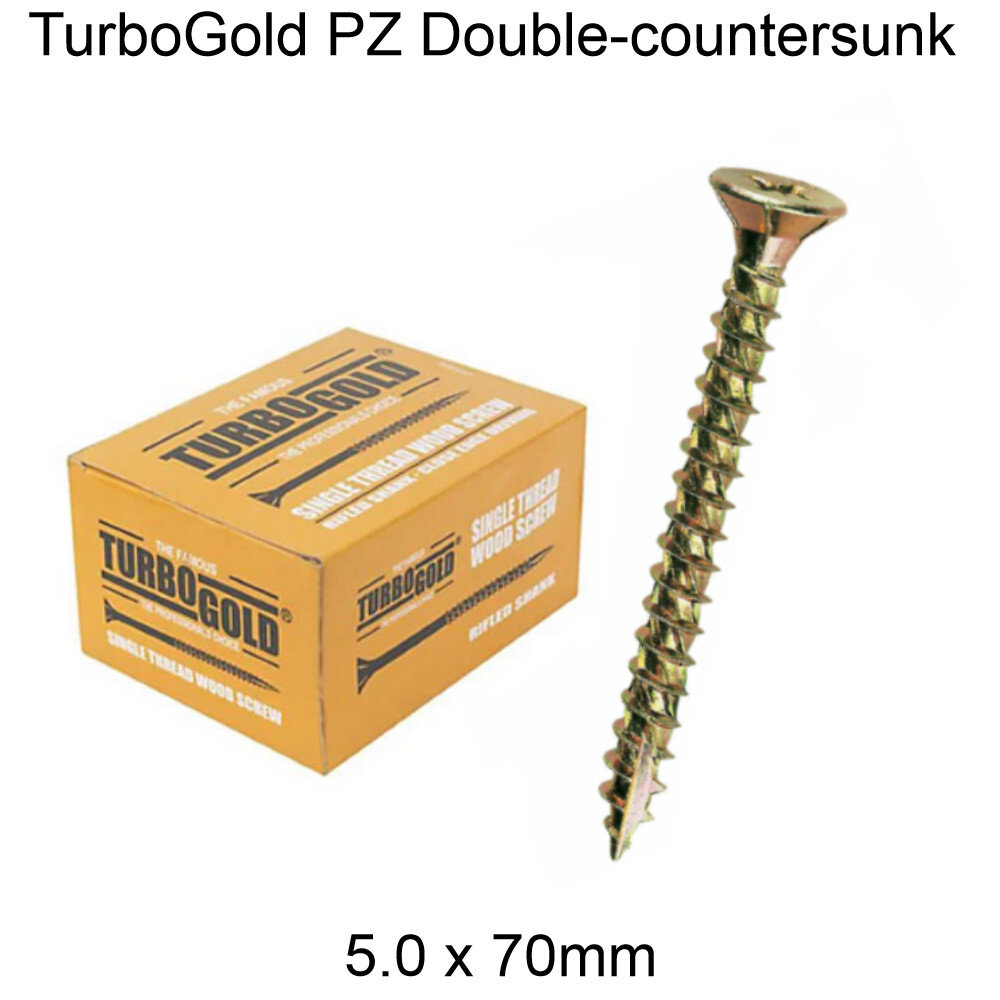 TurboGold Pozi Double Countersunk Multipurpose Wood Screws 5.0 x 70mm x 100 pcs